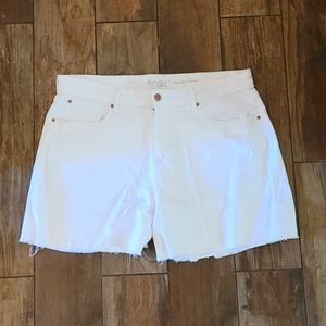 White Levi's Signature High Rise distressed shorts‎